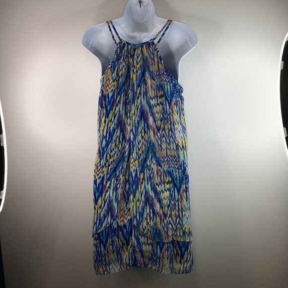 Bisou Bisou Sleeveless Multicolor Lined Overlay Dress Size 4 - Picture 6 of 10